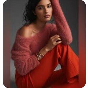 Anthropologie Pink Fuzzy Sweater
